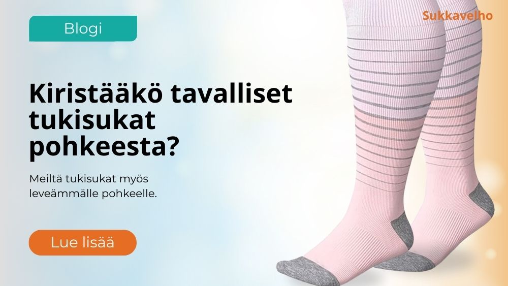 Nyt tukisukat myös hieman leveämmälle pohkeelle!