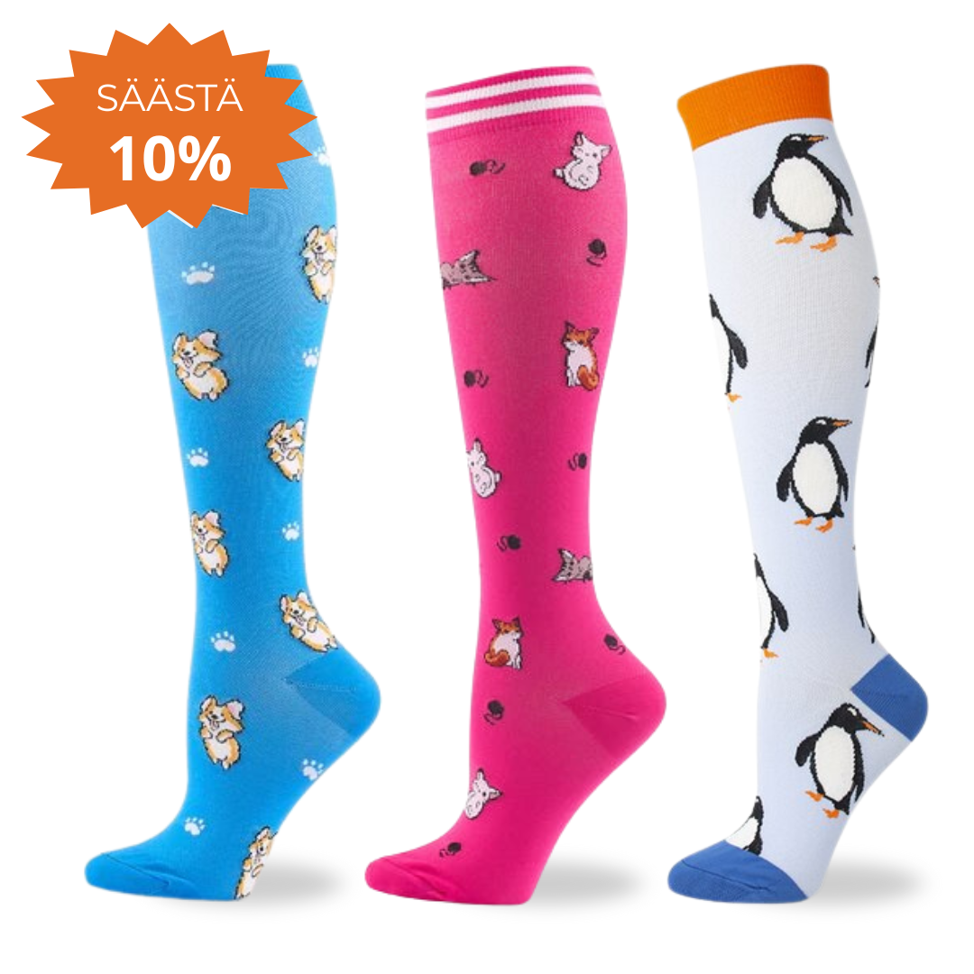 Hyvänmielen Eläinsukat 3-pakkaus